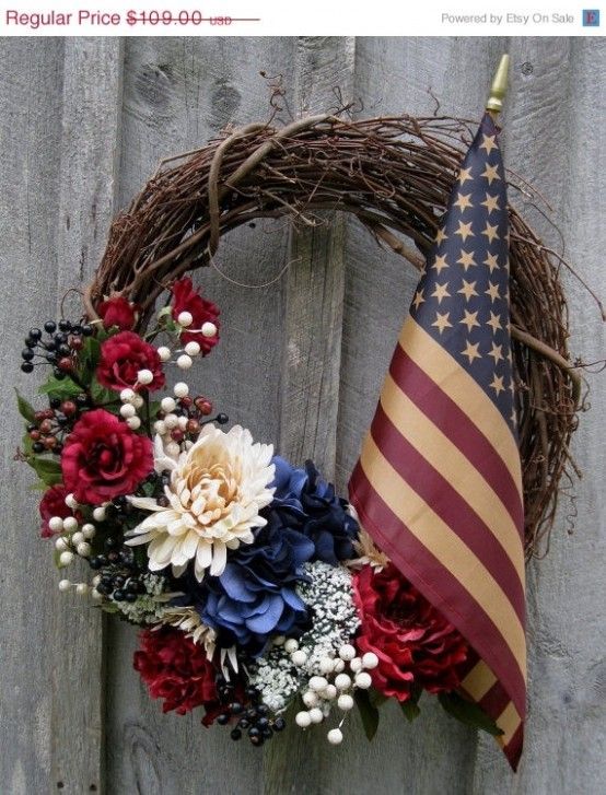 60 Amazing 4th July Wreaths For Your Front Door | Patriotic door .