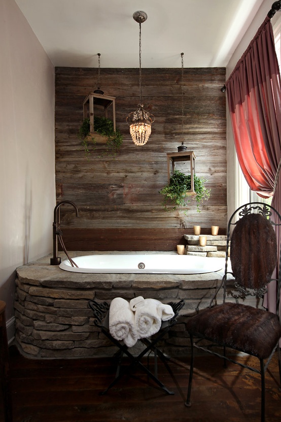 Home Interior Project: Amazing Raw Stone Bathroom Design Ide