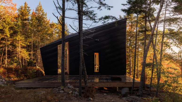 Angular Forest Cabin With Minimal Interiors - DigsDi