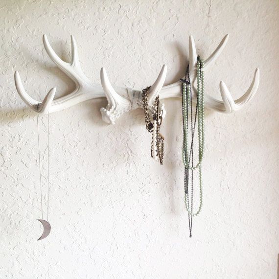 ANY COLOR or WHITE Antler Wall Mount // Rustic Wall Hook // Faux .