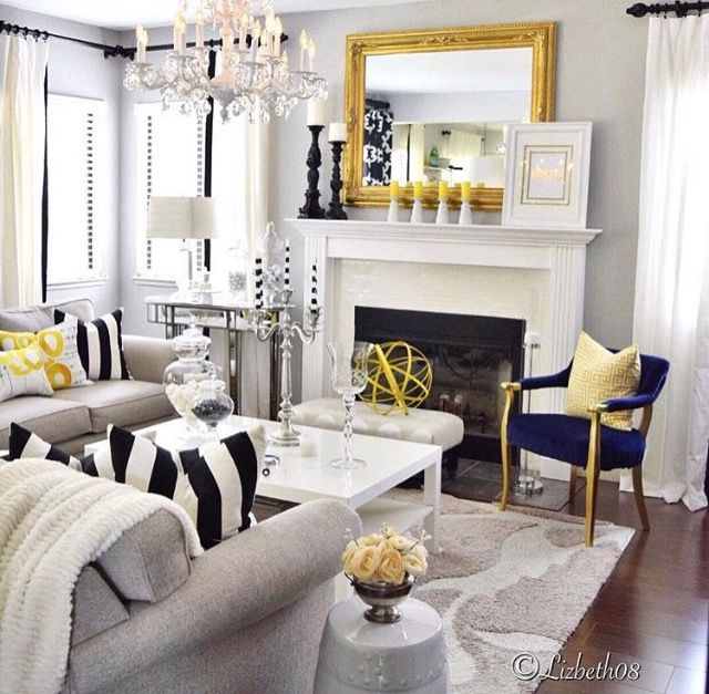 White, black and yellow with touches of navy blue | Apartment .