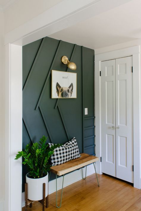 An Entryway Makeover Features a Modern DIY Accent Wall | Small .