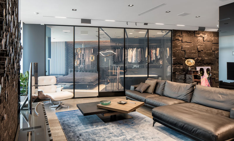 This Modern And Masculine Apartment Has A Smart Glass Wall That .
