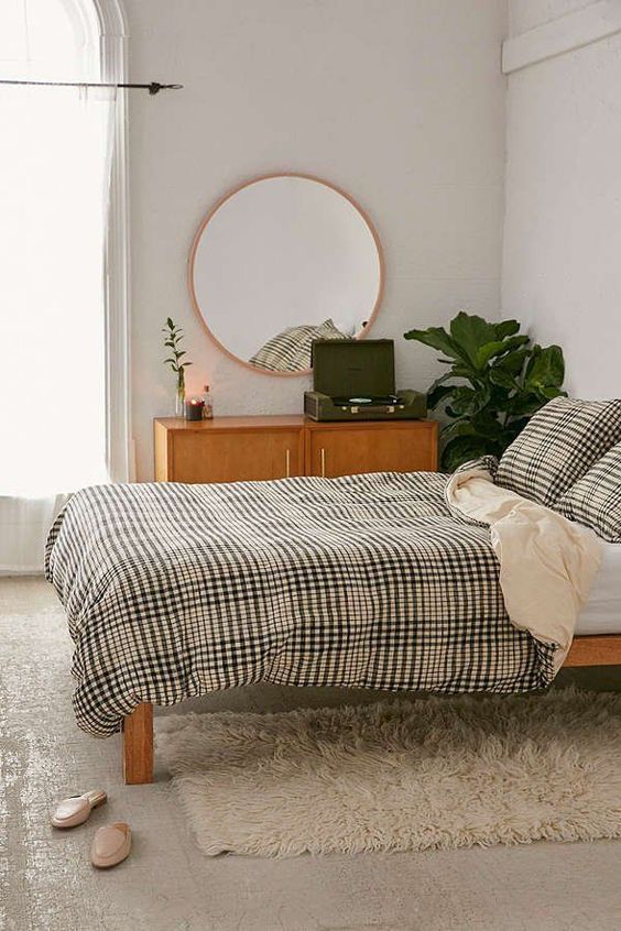 Chic + cozy yarn-dyed gingham duvet cover, woven from 100% cotton .