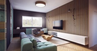 Modern Apartment With Two Zones And Amazing Wood Paneling - DigsDi