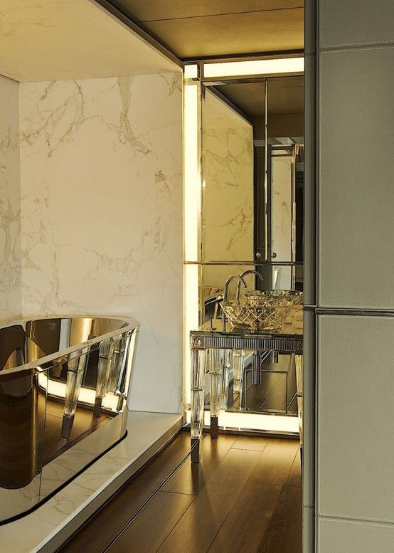 Modern Art Deco Golden Finish Bathroom | Bathroom design .