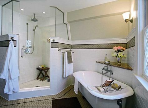 Gigantic shower & a claw foot tub! | Home Stuff | Bathroom design .