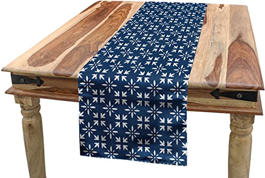 Amazon.com: Ambesonne Indigo Table Runner, Modern Design Floral .