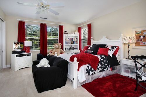 Prentice Cottage White Wood Glass Bedroom Set | Red bedroom decor .