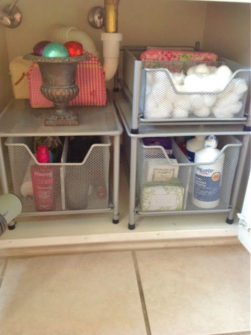 15 Ways to Organize Under the Bathroom Sink | Dorm room storage .