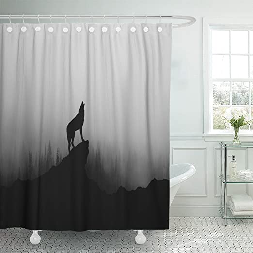 Amazon.com: Emvency Shower Curtain Waterproof Black Werewolf Wolf .