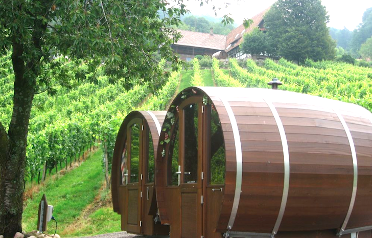 Giant Wine Barrel Room Overlooks the Black Forest in Germany .