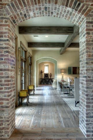 Floor, brick, beams | House design, House styles, Hou