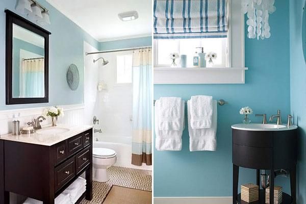 Bathroom Decorating in Blue-Brown Colors, Chocolate Inspiration .
