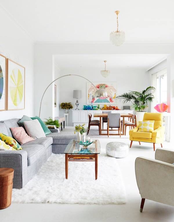 12 Hacks to Make Your Home Look More Luxe | Bright living room .