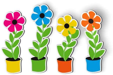 Amazon.com: AK Wall Art Flowers in Pots Cute Set of 4 - Magnets .