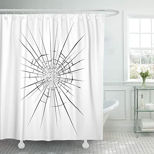 Amazon.com: Semtomn Shower Curtain Fracture Break Crack Broken .