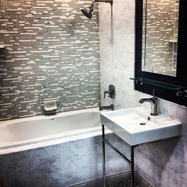 Carrara Marble & Glass Mosaic #tile | Bathroom inspiration, Shower .