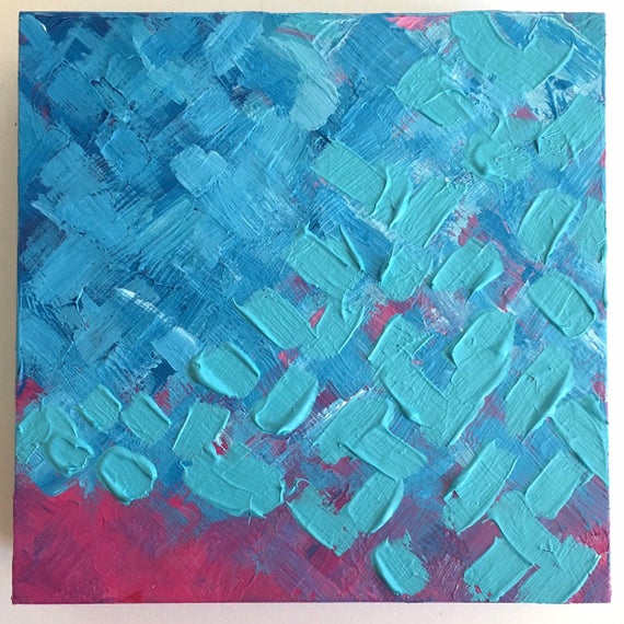 Colorful textured artwork. Abstract acrylic painting on wood | Et