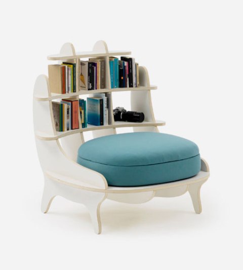 Comfy Chair With Built-In Bookshelves For Book Lovers - DigsDi