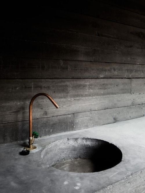 concrete sink and copper tap | Concrete bathroom, Copper taps .