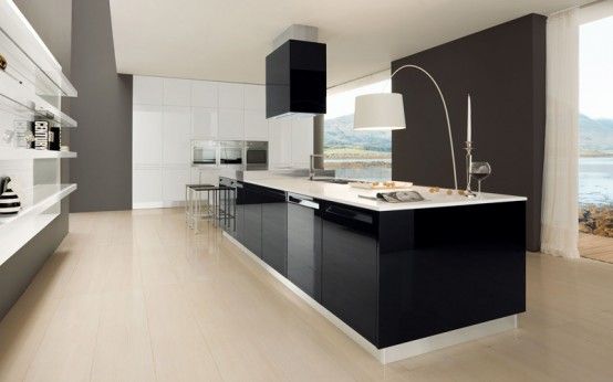 Glossy Black And White Kitchen - Diana By Futura Cucine | Modern .