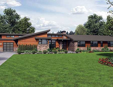 Plan W69510AM: Stunning Contemporary Ranch Home Plan | e .