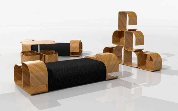 Curvaceous Wooden Couches | Modular furniture, Sofa design, Space .