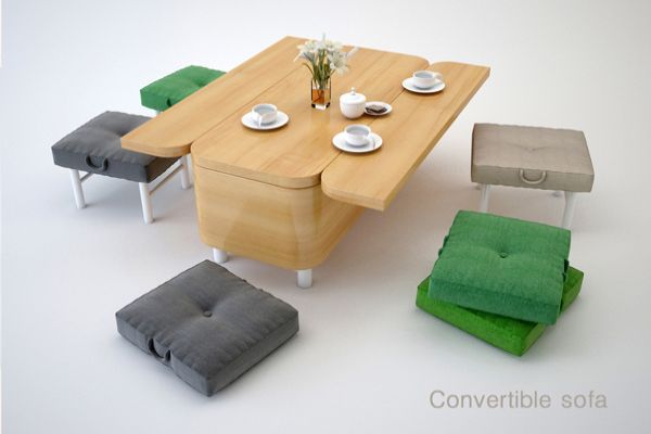 Convertible Sofa by Julia Kononenko converts into dining tab