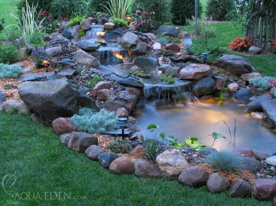 Cool Backyard Ponds - underwater lighting | Small backyard ponds .