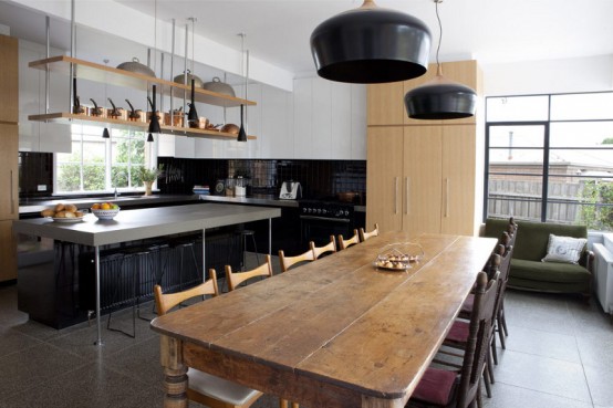 Cool Big Kitchen In Minimalist And Rustic Styles - DigsDi