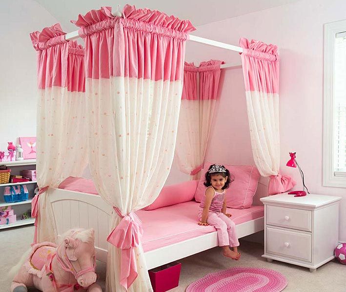 15-Cool-Ideas-for-pink-girls-bedrooms-1 | Girls bed canopy, Pink .