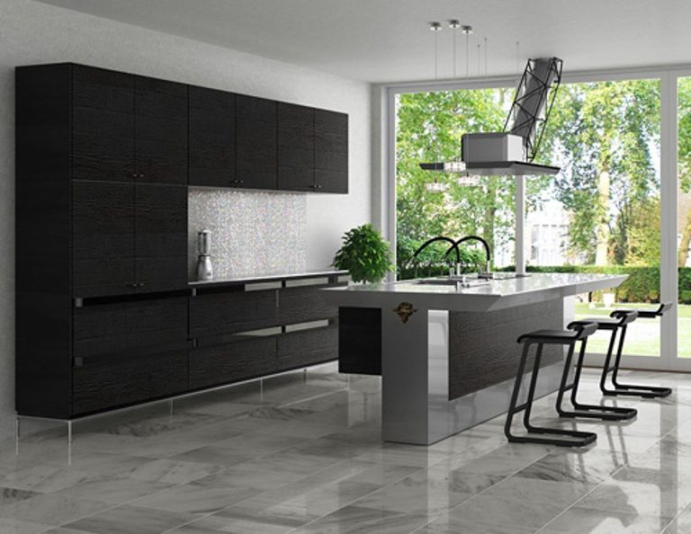 Black and Grey Minimalist Kitchen Design Ideas | Desain interior .