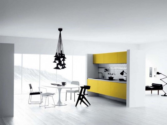 Contemporary White and Yellow Kitchen Design, Vetronica Character .