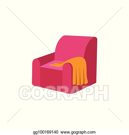 Vector Art - Vector flat armchair with woolen blanket or rug .