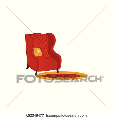 Vector armchair with woolen blanket or rug. Clip Art | k52049477 .