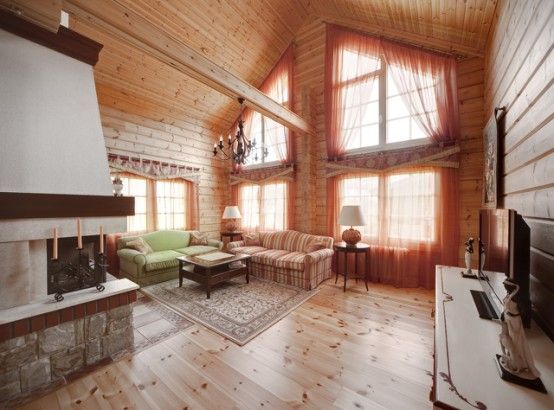 Cozy Wooden Country House Design With Interior in Colors of .