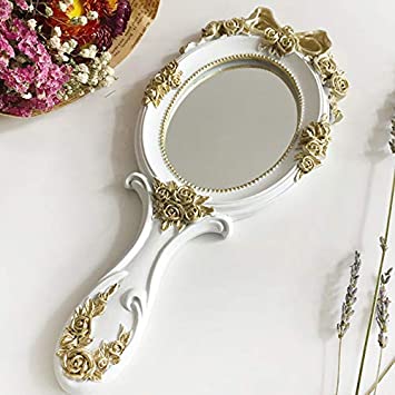 Amazon.com : 1Pcs Cute Creative Wooden Vintage Hand Mirrors Makeup .