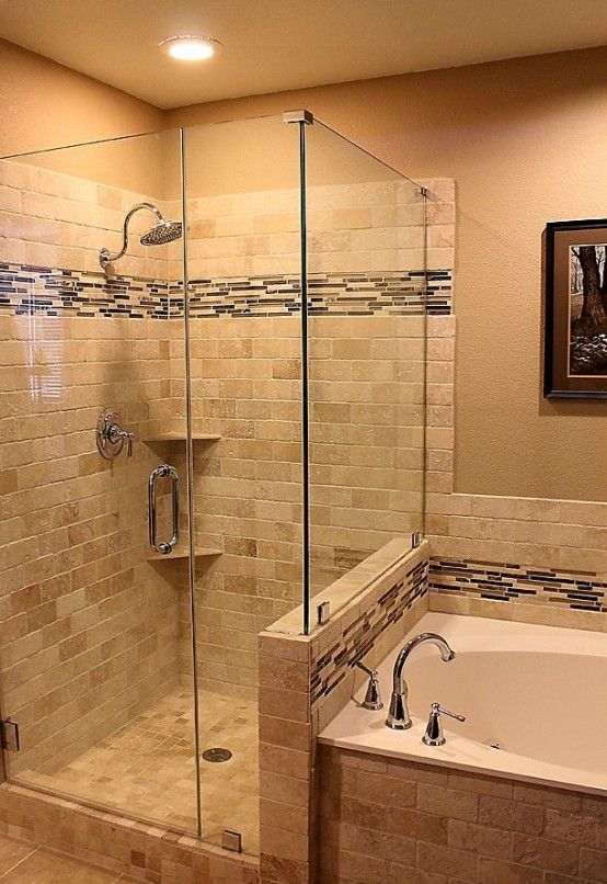 Creative Décor: 39 Bathrooms With Half Walls | Bathroom remodel .