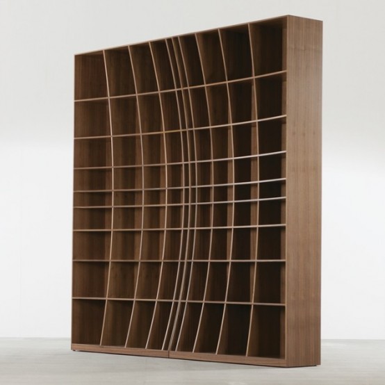 Creative Sculptural Bookcase In Two Halves - DigsDi