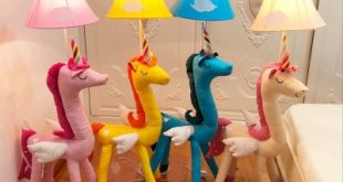 Bell Floor Lamp with Cute Unicorn Base Colorful Baby Kids Room .
