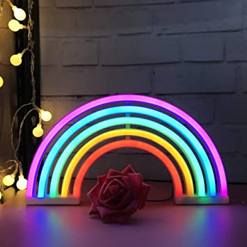 Cute Rainbow Neon Sign, LED Rainbow Light/Lamp for Dorm Decor .