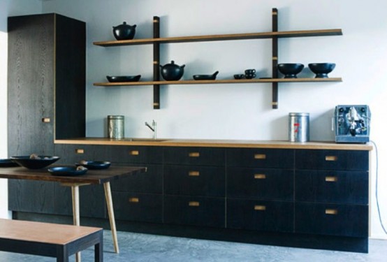 Dark Natural Wood Kitchen Furniture Collection - DigsDi