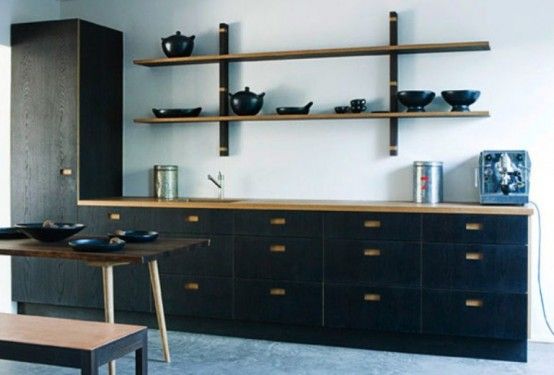 Dark Natural Wood Kitchen Furniture Collection (With images .