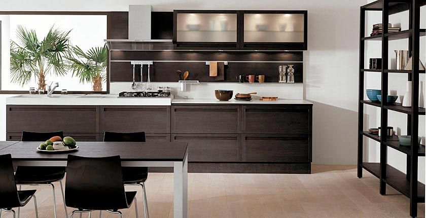 Contemporary Kitchen Furniture made of Dark Oak Wood .