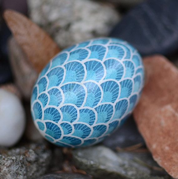 Ukrainian blue dragons egg Easter pysanky popular gift ideas .