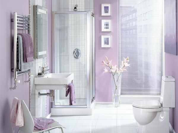 34 GORGEOUS FEMININE BATHROOM INSPIRATIONS | Purple bathroom decor .