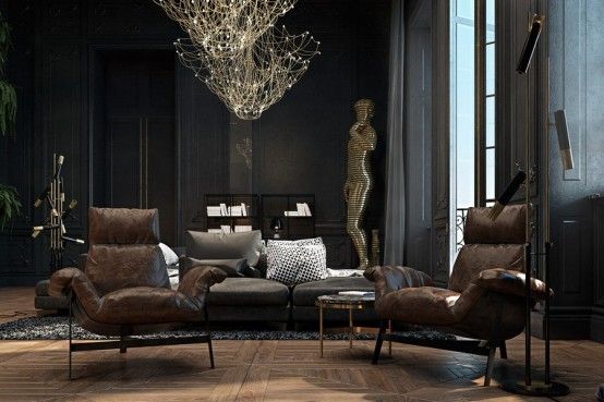Dramatic And Refined Black Historical Apartment In Paris | Luxury .