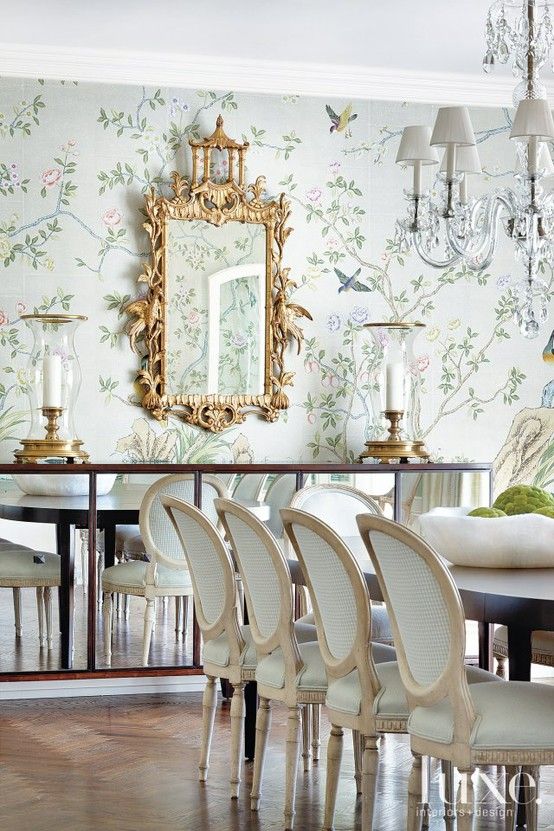 Chinoiserie Chic | Carolina Interior Works | Dining room wallpaper .