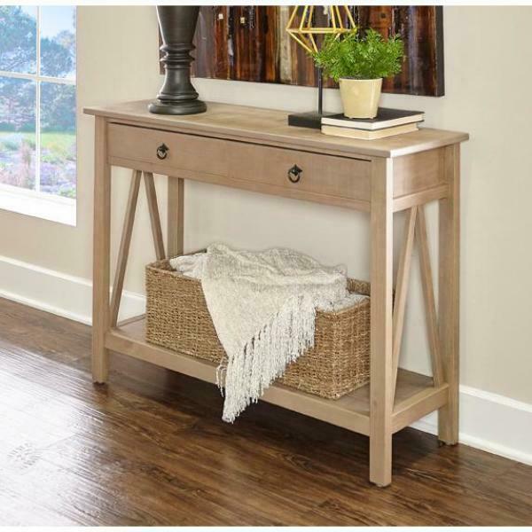 Accent Console Table Distressed Living Room Entryway Foyer Curved .